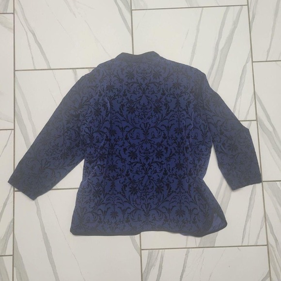 Vintage Whimsygoth 2XL Blue with Black Brocade Blazer - Picture 6 of 6